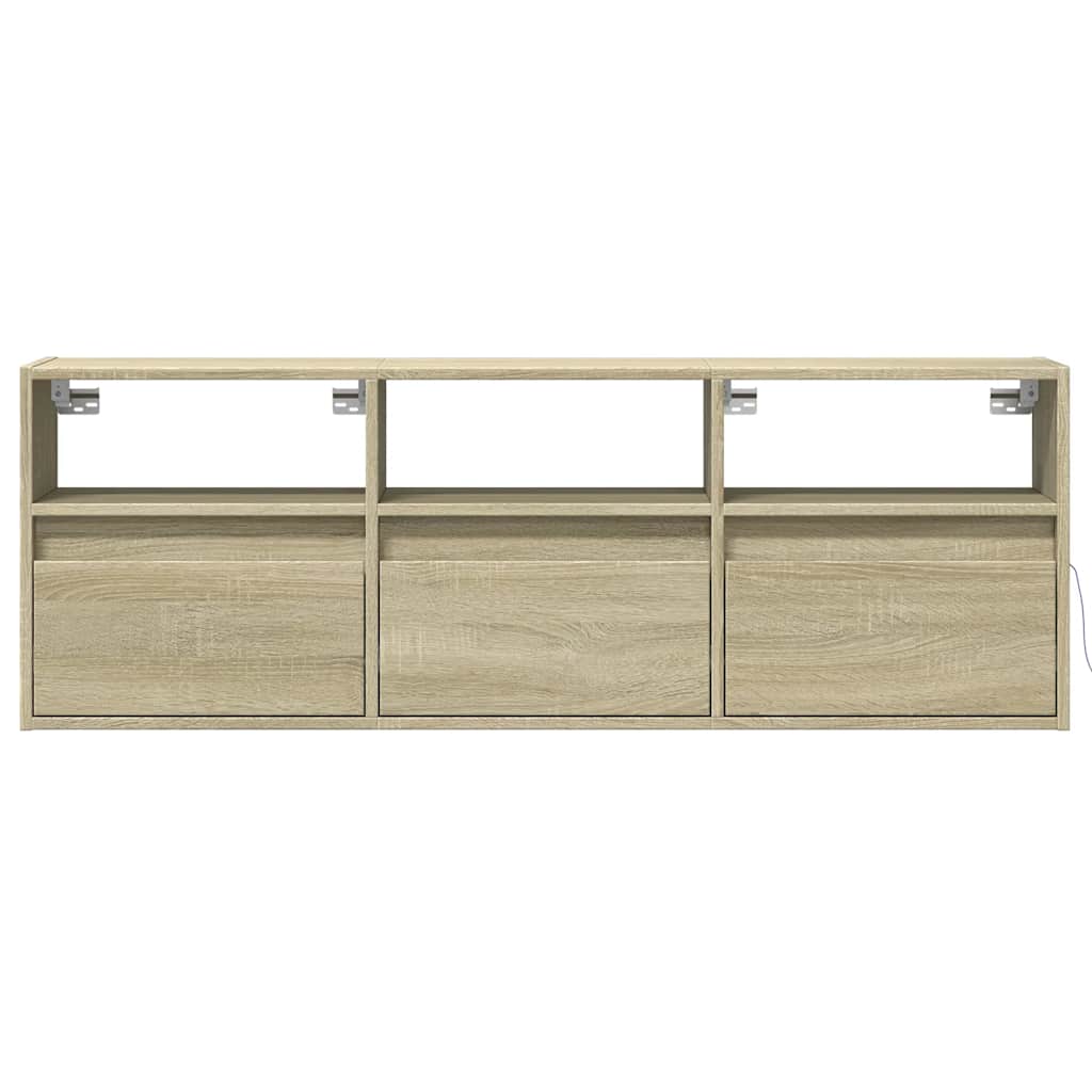 Έπιπλο Τοίχου Τηλεόρασης με LED Sonoma Δρυς 130x31x45 εκ. - Pakobazaar