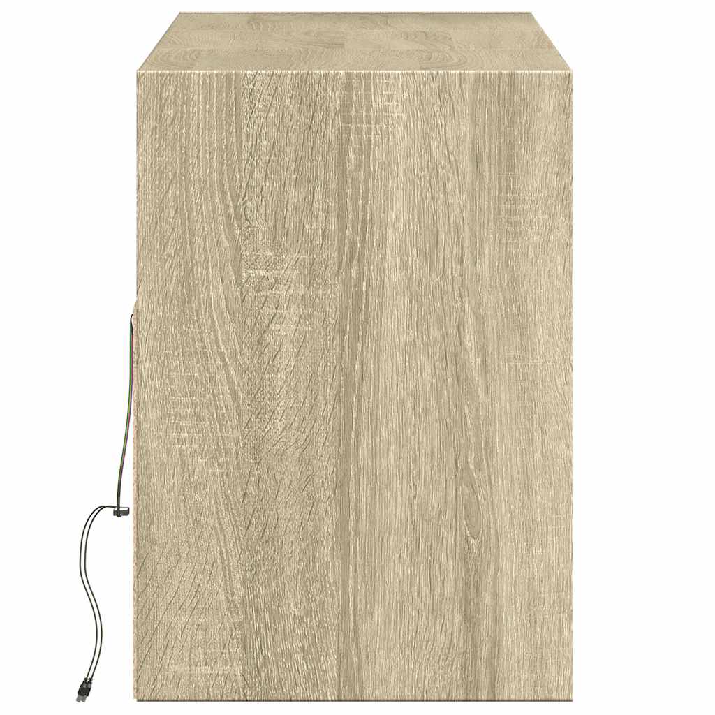 Έπιπλο Τοίχου Τηλεόρασης με LED Sonoma Δρυς 130x31x45 εκ. - Pakobazaar