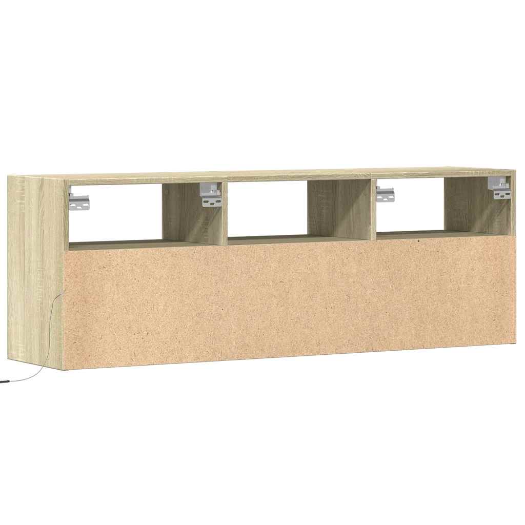 Έπιπλο Τοίχου Τηλεόρασης με LED Sonoma Δρυς 130x31x45 εκ. - Pakobazaar