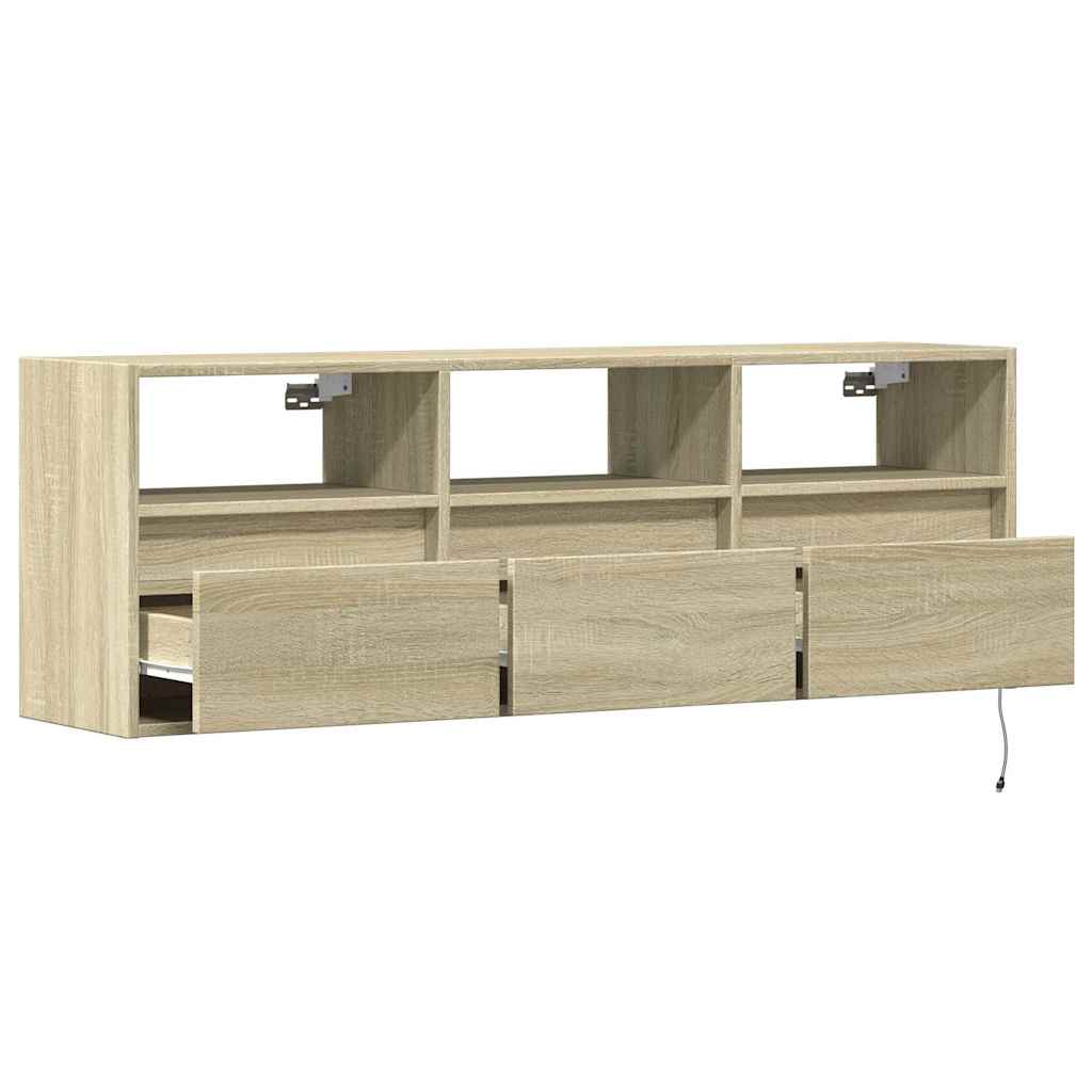 Έπιπλο Τοίχου Τηλεόρασης με LED Sonoma Δρυς 130x31x45 εκ. - Pakobazaar