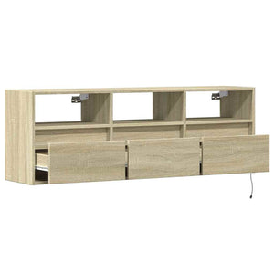 Έπιπλο Τοίχου Τηλεόρασης με LED Sonoma Δρυς 130x31x45 εκ. - Pakobazaar