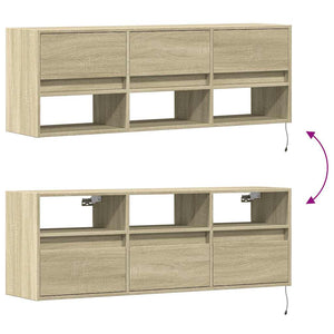 Έπιπλο Τοίχου Τηλεόρασης με LED Sonoma Δρυς 130x31x45 εκ. - Pakobazaar
