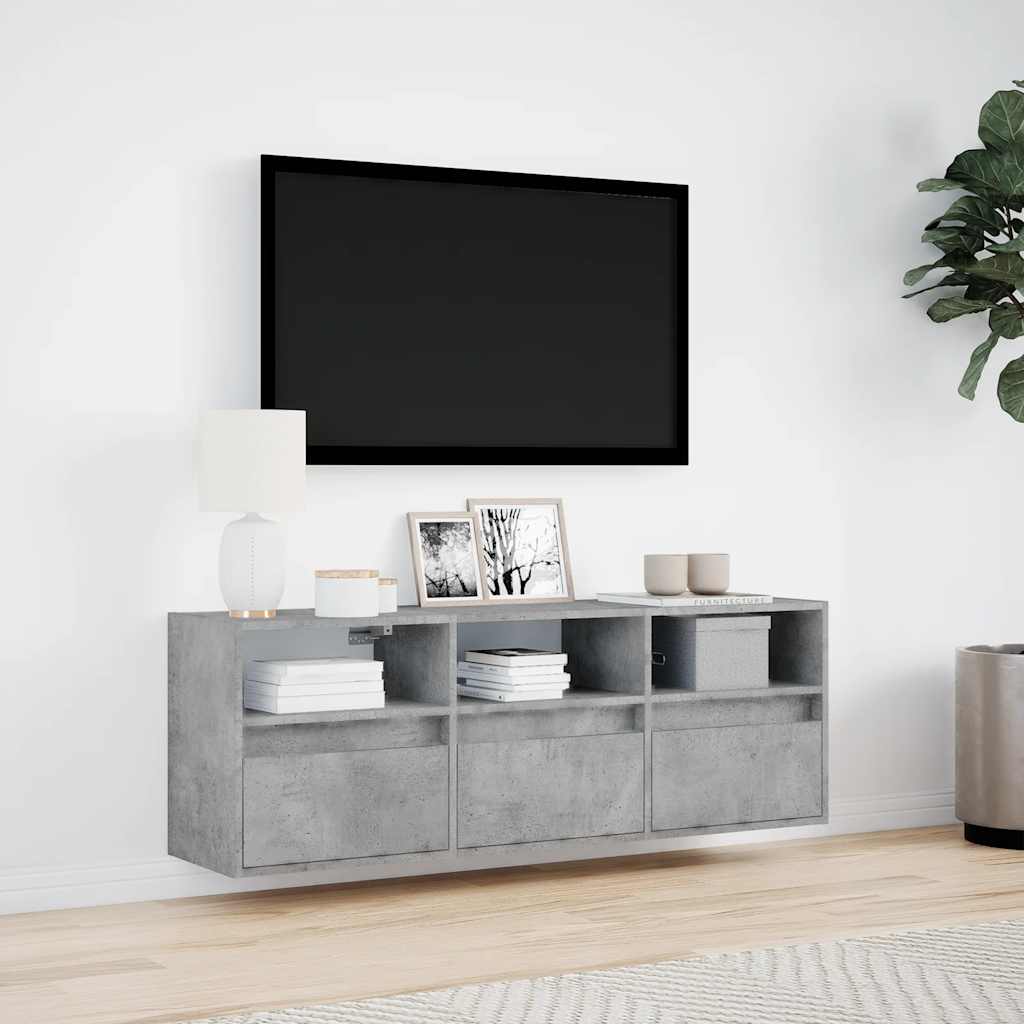 Έπιπλο Τηλεόρασης με LED Γκρι Σκυροδέματος 130x31x45 εκ. - Pakobazaar