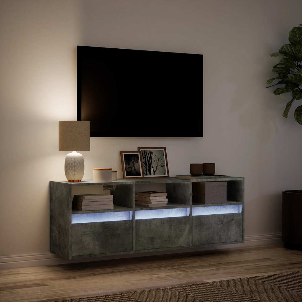 Έπιπλο Τηλεόρασης με LED Γκρι Σκυροδέματος 130x31x45 εκ. - Pakobazaar