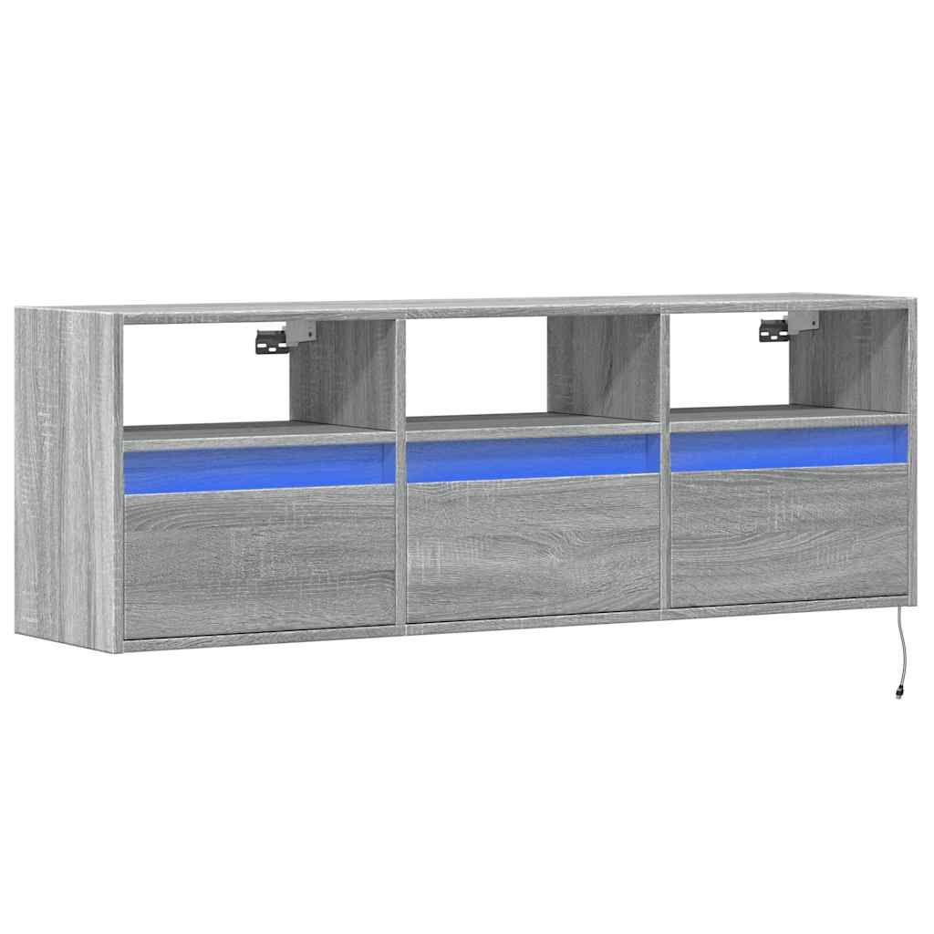 Έπιπλο Τοίχου Τηλεόρασης με LED Γκρι Sonoma 130x31x45 εκ. - Pakobazaar