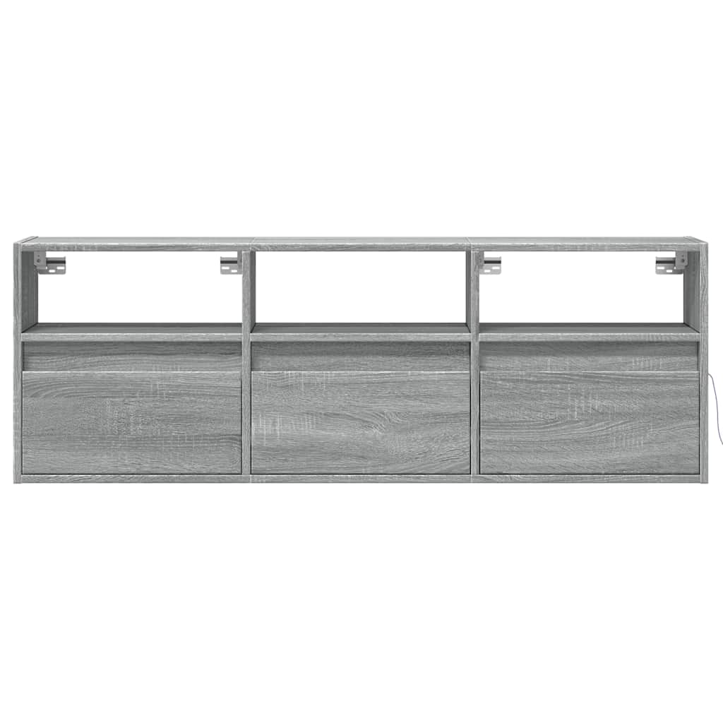 Έπιπλο Τοίχου Τηλεόρασης με LED Γκρι Sonoma 130x31x45 εκ. - Pakobazaar