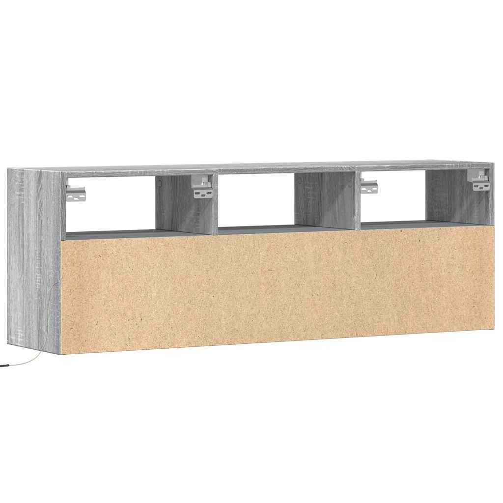 Έπιπλο Τοίχου Τηλεόρασης με LED Γκρι Sonoma 130x31x45 εκ. - Pakobazaar