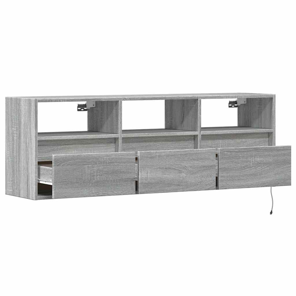 Έπιπλο Τοίχου Τηλεόρασης με LED Γκρι Sonoma 130x31x45 εκ. - Pakobazaar