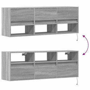 Έπιπλο Τοίχου Τηλεόρασης με LED Γκρι Sonoma 130x31x45 εκ. - Pakobazaar