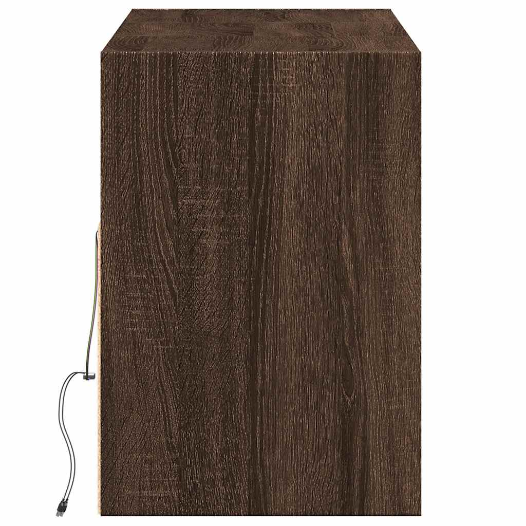 Έπιπλο Τοίχου Τηλεόρασης με LED Καφέ Δρυς 130x31x45 εκ.