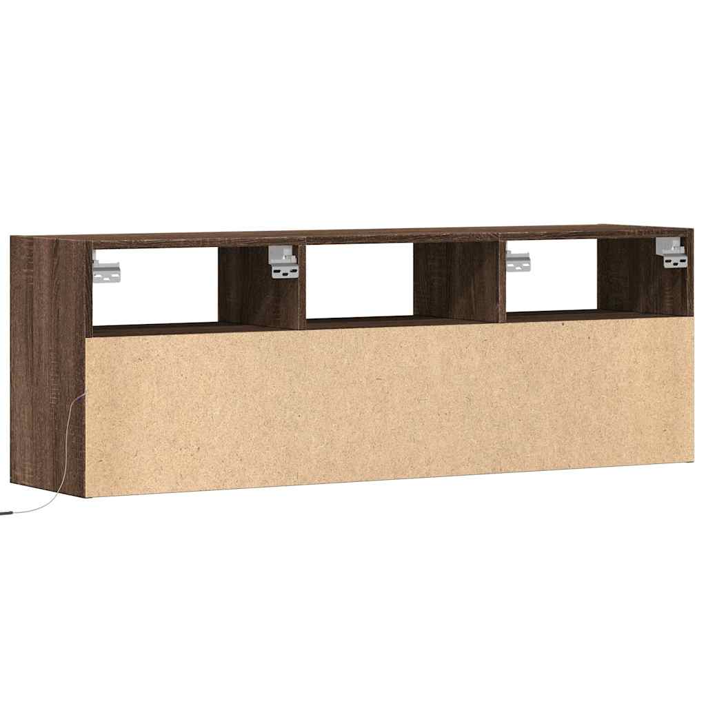 Έπιπλο Τοίχου Τηλεόρασης με LED Καφέ Δρυς 130x31x45 εκ.