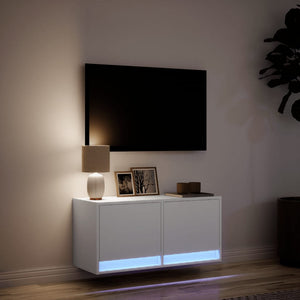 Έπιπλο Τοίχου Τηλεόρασης με LED Λευκό 80x31x38 εκ. - Pakobazaar