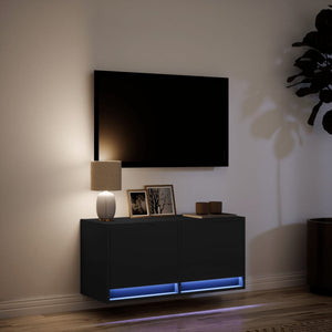Έπιπλο Τοίχου Τηλεόρασης με LED Μαύρο 80x31x38 εκ. - Pakobazaar