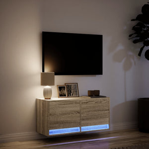 Έπιπλο Τοίχου Τηλεόρασης με LED Sonoma Δρυς 80x31x38 εκ. - Pakobazaar