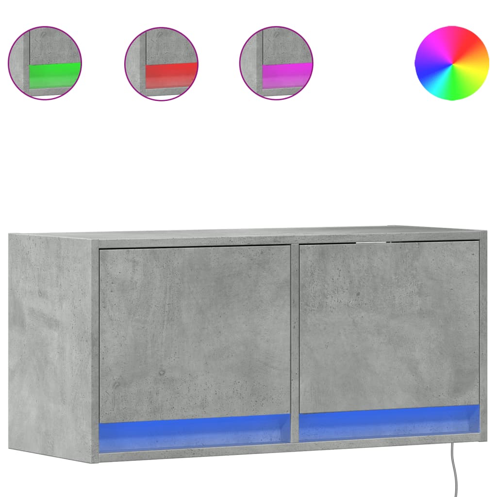 Έπιπλο Τηλεόρασης με LED Γκρι Σκυροδέματος 80x31x38 εκ. - Pakobazaar