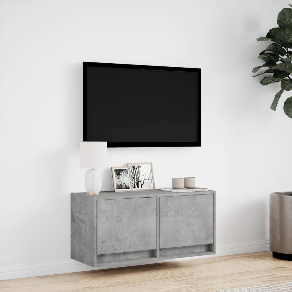 Έπιπλο Τηλεόρασης με LED Γκρι Σκυροδέματος 80x31x38 εκ. - Pakobazaar