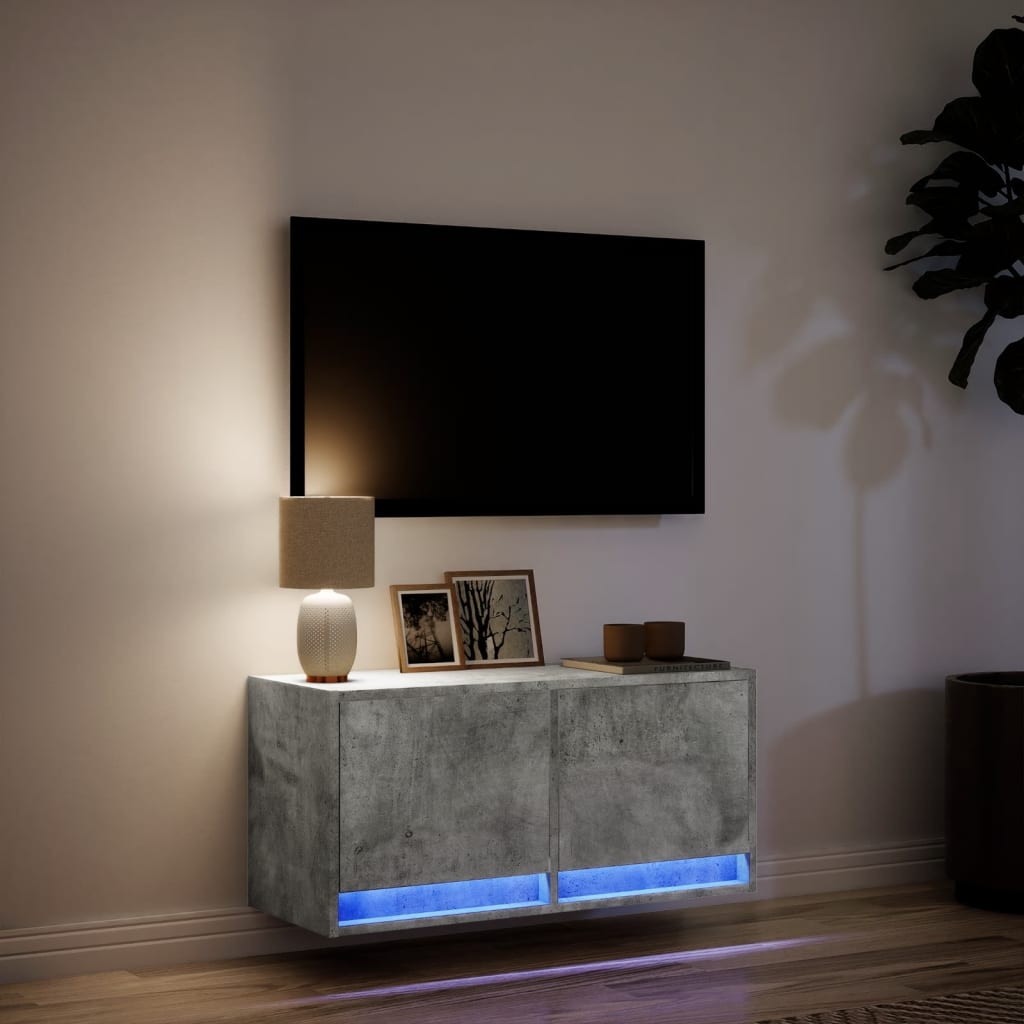 Έπιπλο Τηλεόρασης με LED Γκρι Σκυροδέματος 80x31x38 εκ. - Pakobazaar