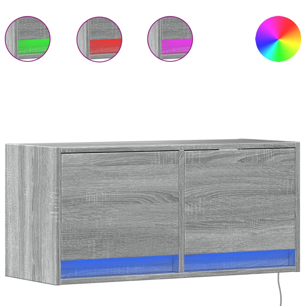 Έπιπλο Τοίχου Τηλεόρασης με LED Γκρι Sonoma 80x31x38 εκ. - Pakobazaar