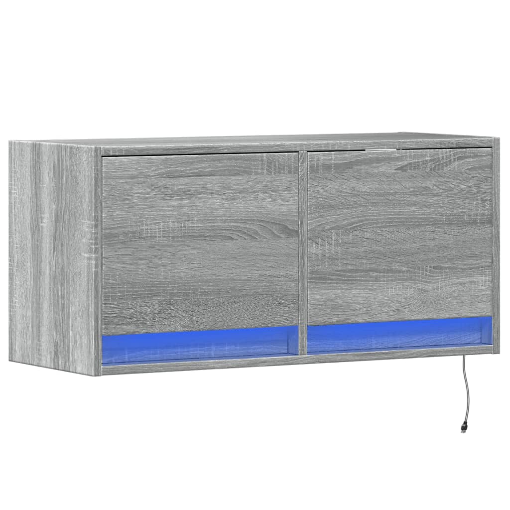 Έπιπλο Τοίχου Τηλεόρασης με LED Γκρι Sonoma 80x31x38 εκ. - Pakobazaar