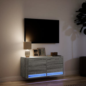 Έπιπλο Τοίχου Τηλεόρασης με LED Γκρι Sonoma 80x31x38 εκ. - Pakobazaar