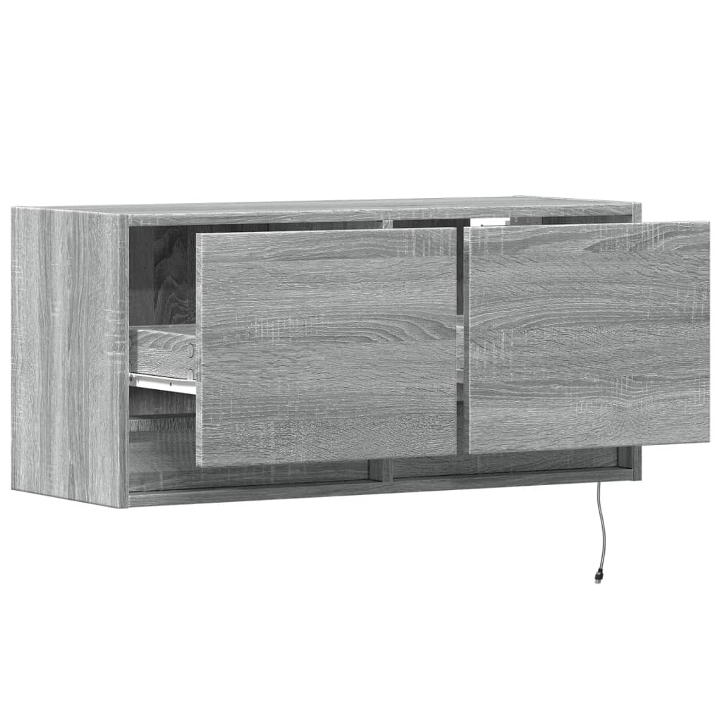 Έπιπλο Τοίχου Τηλεόρασης με LED Γκρι Sonoma 80x31x38 εκ. - Pakobazaar