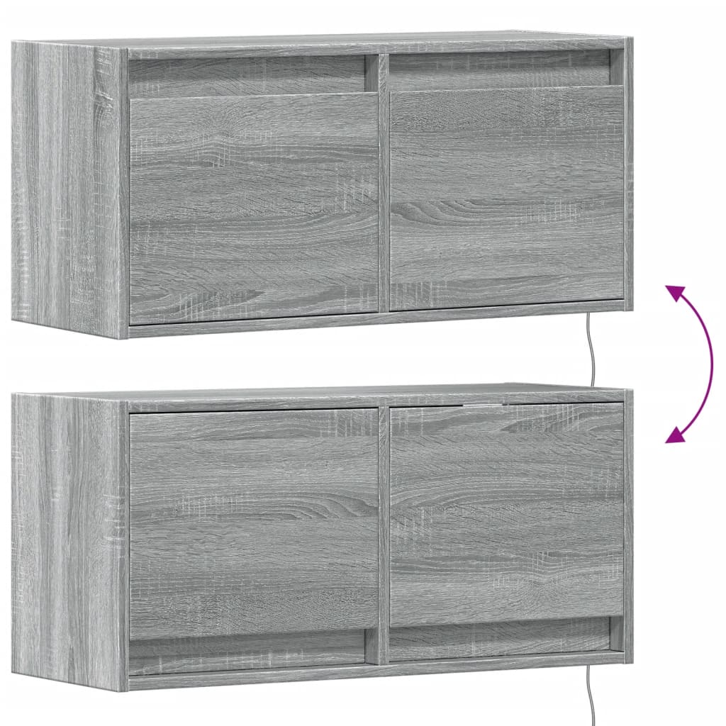 Έπιπλο Τοίχου Τηλεόρασης με LED Γκρι Sonoma 80x31x38 εκ. - Pakobazaar