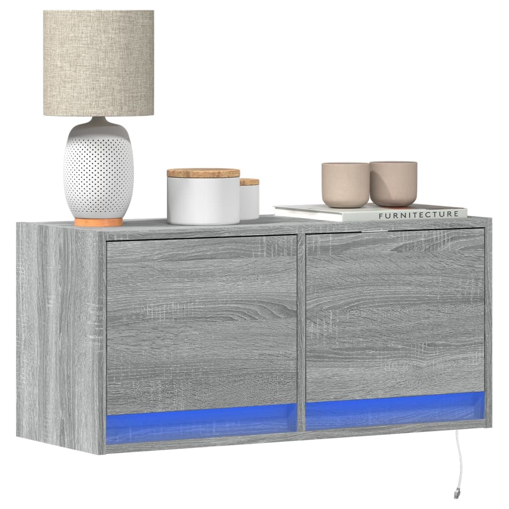 Έπιπλο Τοίχου Τηλεόρασης με LED Γκρι Sonoma 80x31x38 εκ. - Pakobazaar