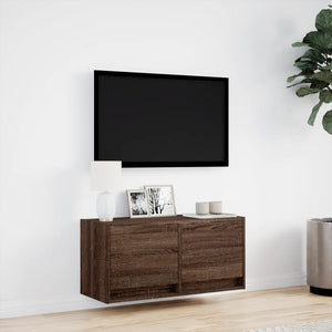 Έπιπλο Τοίχου Τηλεόρασης με LED Καφέ Δρυς 80x31x38 εκ. - Pakobazaar