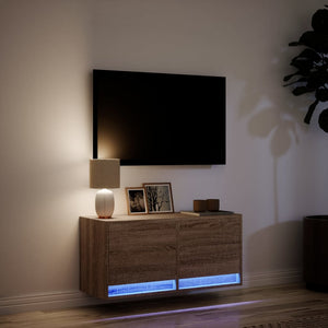 Έπιπλο Τοίχου Τηλεόρασης με LED Καφέ Δρυς 80x31x38 εκ. - Pakobazaar