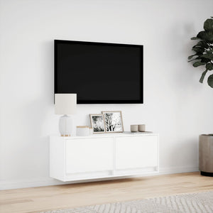 Έπιπλο Τοίχου Τηλεόρασης με LED Λευκό 100x31x38 εκ. - Pakobazaar