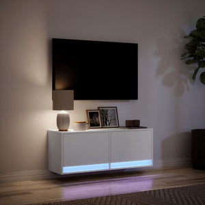 Έπιπλο Τοίχου Τηλεόρασης με LED Λευκό 100x31x38 εκ. - Pakobazaar