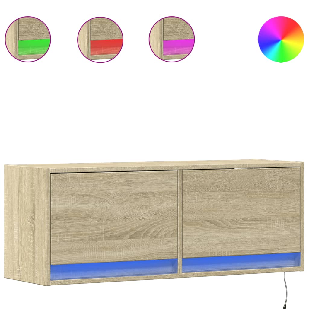 Έπιπλο Τοίχου Τηλεόρασης με LED Sonoma Δρυς 100x31x38 εκ. - Pakobazaar