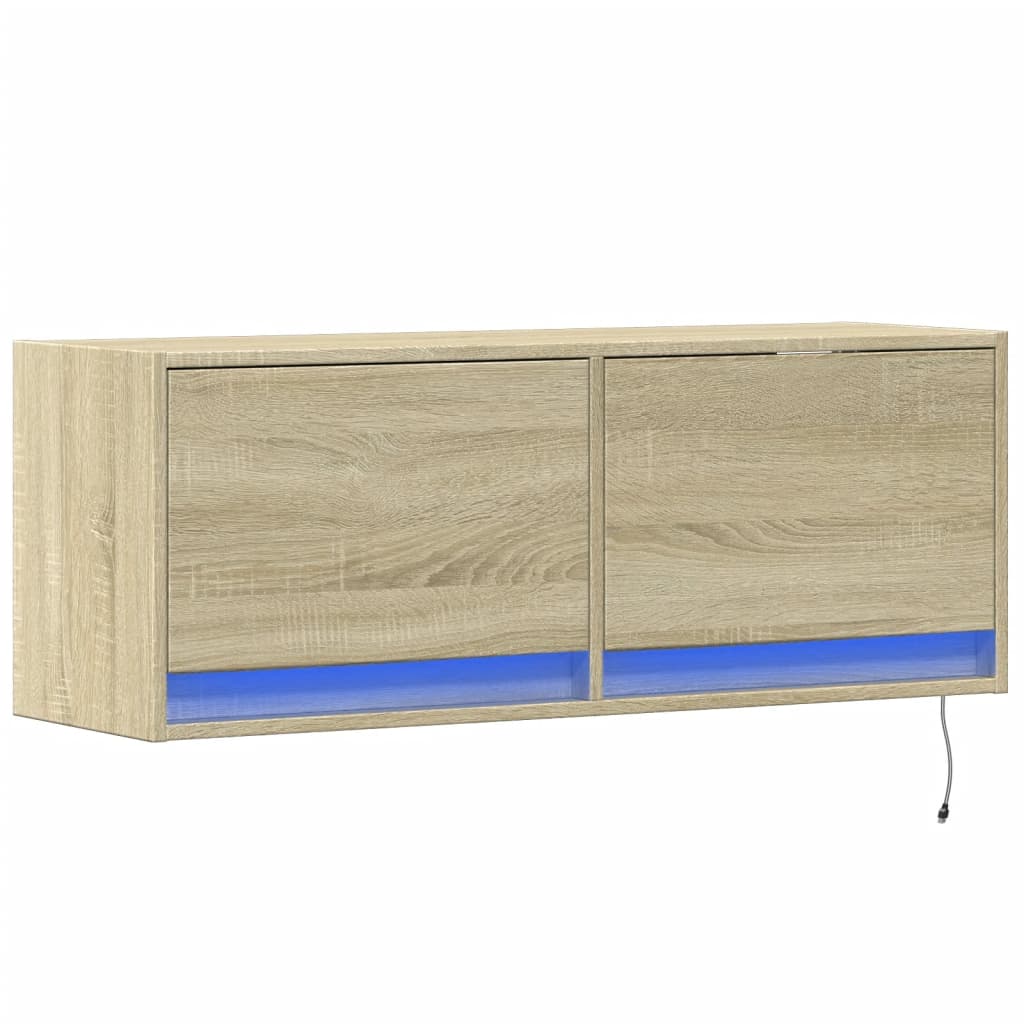 Έπιπλο Τοίχου Τηλεόρασης με LED Sonoma Δρυς 100x31x38 εκ. - Pakobazaar