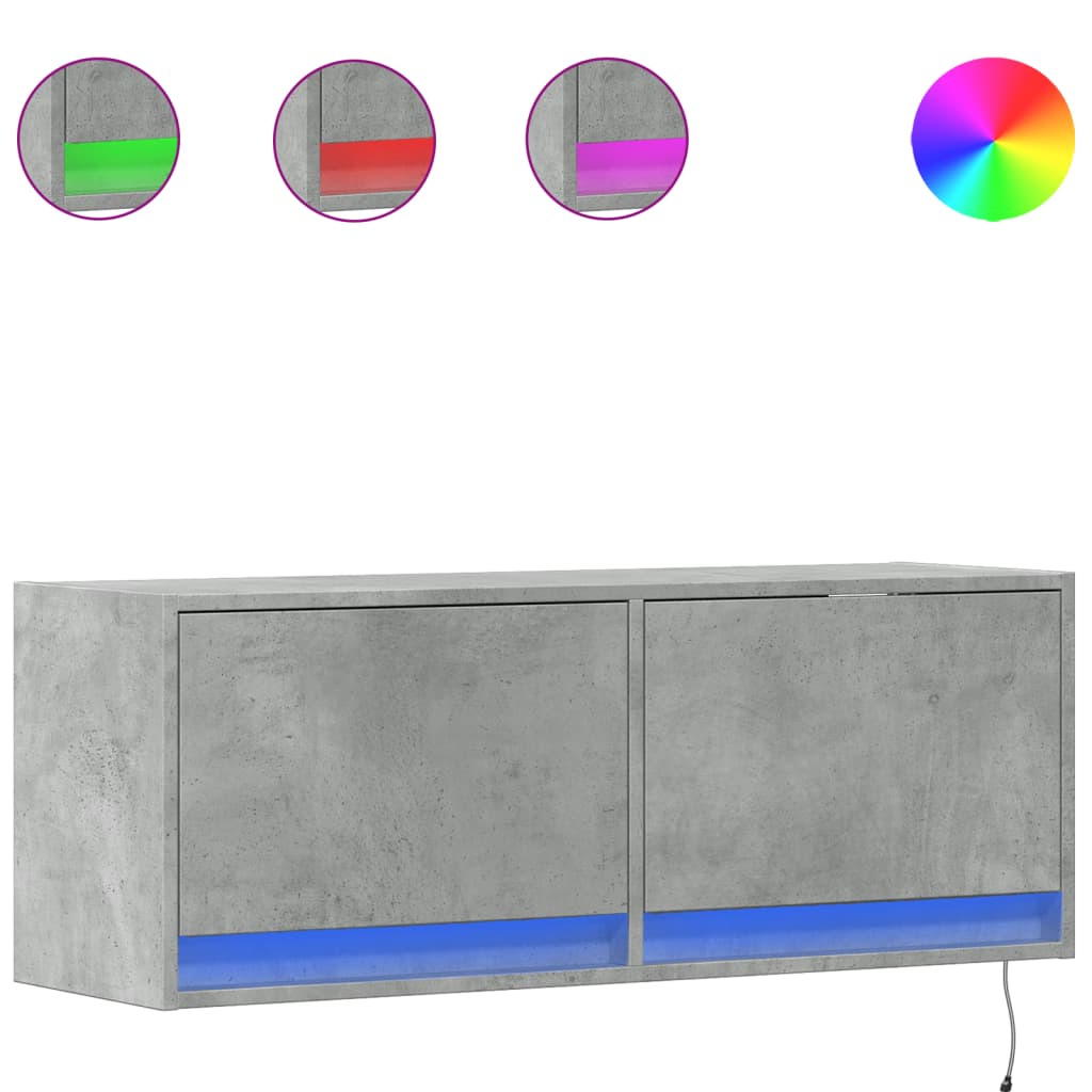 Έπιπλο Τηλεόρασης με LED Γκρι Σκυροδέματος 100x31x38 εκ. - Pakobazaar
