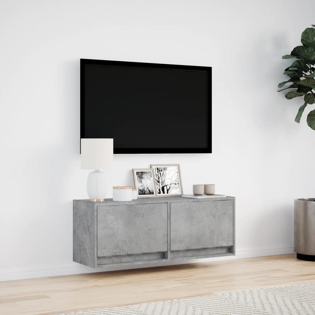 Έπιπλο Τηλεόρασης με LED Γκρι Σκυροδέματος 100x31x38 εκ. - Pakobazaar