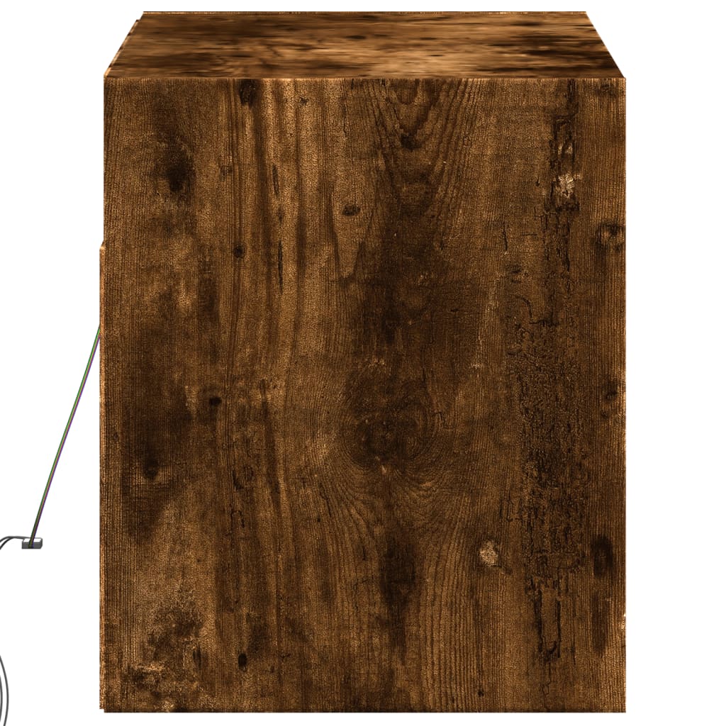 Έπιπλο Τοίχου Τηλεόρασης με LED Καπνιστή Δρυς 100x31x38 εκ. - Pakobazaar