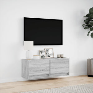 Έπιπλο Τοίχου Τηλεόρασης με LED Γκρι Sonoma 100x31x38 εκ. - Pakobazaar