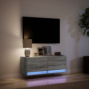 Έπιπλο Τοίχου Τηλεόρασης με LED Γκρι Sonoma 100x31x38 εκ. - Pakobazaar