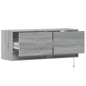 Έπιπλο Τοίχου Τηλεόρασης με LED Γκρι Sonoma 100x31x38 εκ. - Pakobazaar