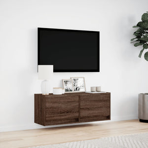 Έπιπλο Τοίχου Τηλεόρασης με LED Καφέ Δρυς 100x31x38 εκ. - Pakobazaar