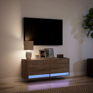 Έπιπλο Τοίχου Τηλεόρασης με LED Καφέ Δρυς 100x31x38 εκ. - Pakobazaar