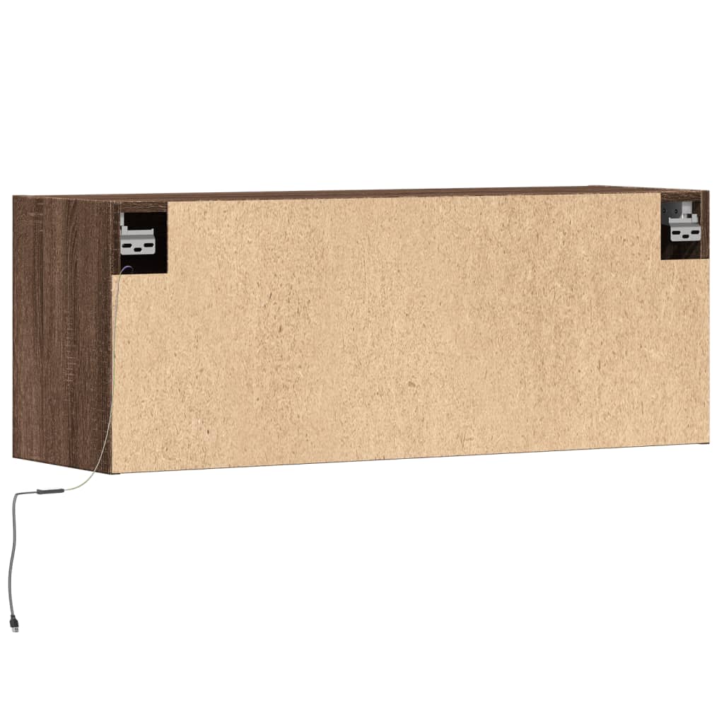 Έπιπλο Τοίχου Τηλεόρασης με LED Καφέ Δρυς 100x31x38 εκ. - Pakobazaar