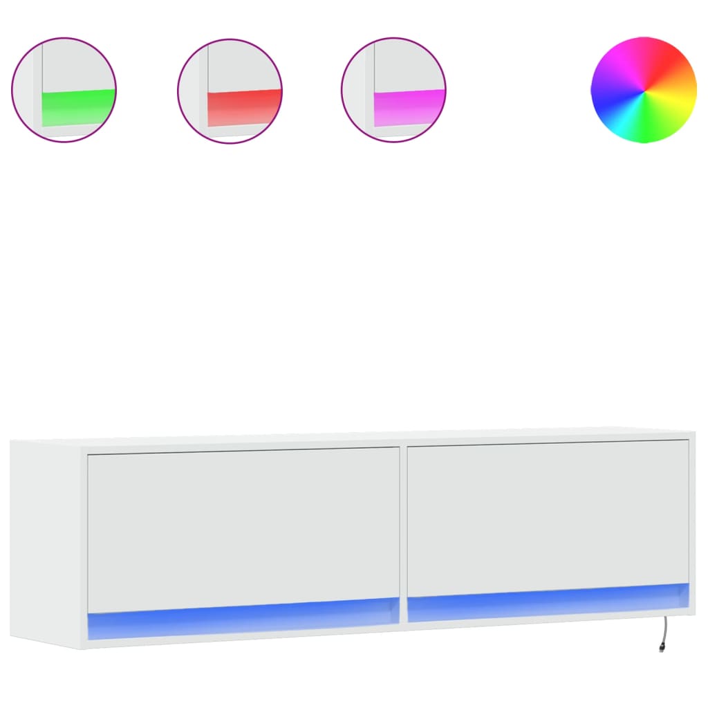 Έπιπλο Τοίχου Τηλεόρασης με LED Λευκό 140x31x38 εκ. - Pakobazaar