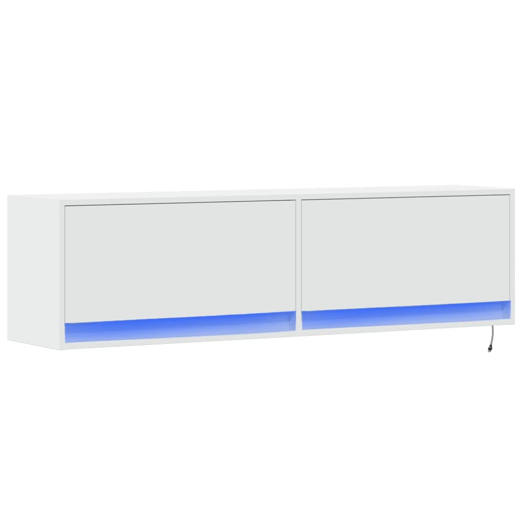 Έπιπλο Τοίχου Τηλεόρασης με LED Λευκό 140x31x38 εκ. - Pakobazaar