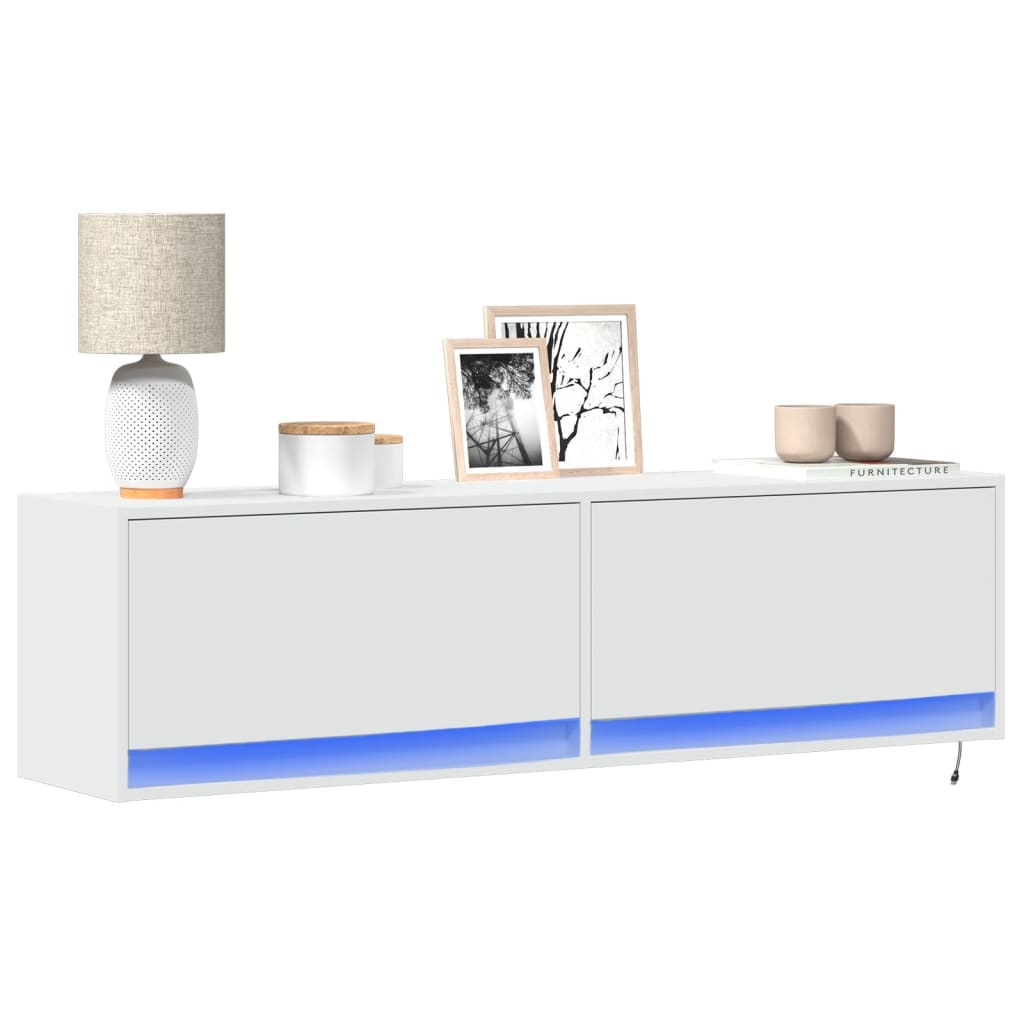 Έπιπλο Τοίχου Τηλεόρασης με LED Λευκό 140x31x38 εκ. - Pakobazaar