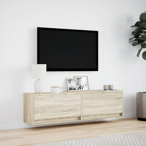 Έπιπλο Τοίχου Τηλεόρασης με LED Sonoma Δρυς 140x31x38 εκ. - Pakobazaar