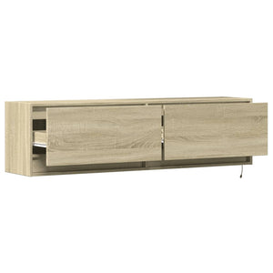Έπιπλο Τοίχου Τηλεόρασης με LED Sonoma Δρυς 140x31x38 εκ. - Pakobazaar