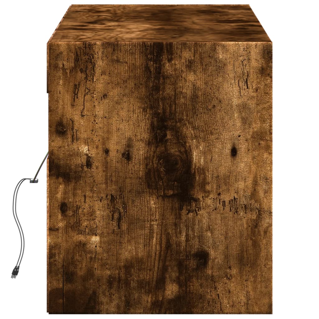 Έπιπλο Τοίχου Τηλεόρασης με LED Καπνιστή Δρυς 140x31x38 εκ. - Pakobazaar