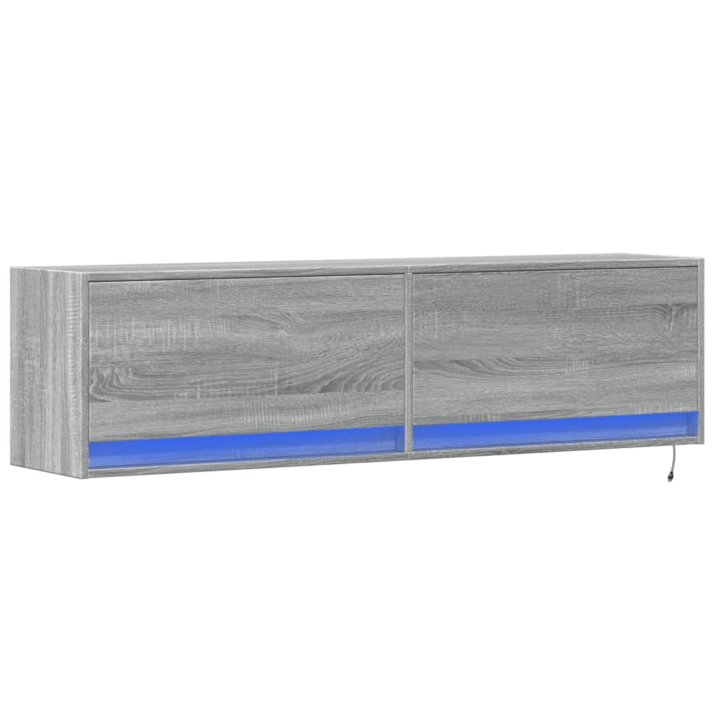 Έπιπλο Τοίχου Τηλεόρασης με LED Γκρι Sonoma 140x31x38 εκ. - Pakobazaar