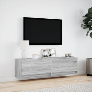 Έπιπλο Τοίχου Τηλεόρασης με LED Γκρι Sonoma 140x31x38 εκ. - Pakobazaar